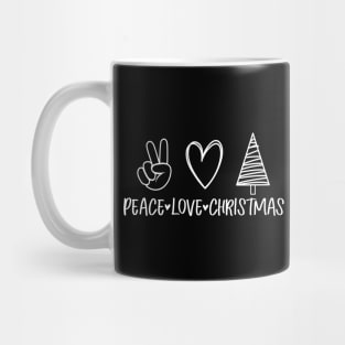 Peace love christmas with heart and christmas tree Mug